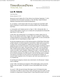 Leo M. Sabota : Times Record News - USS Leyte CV-32
