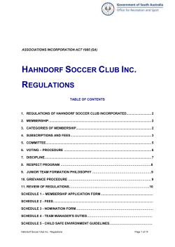Hahndorf Soccer Club Regulations