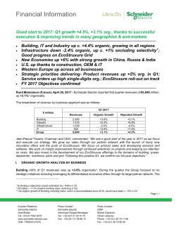 Q1 2017 Revenues - Schneider Electric
