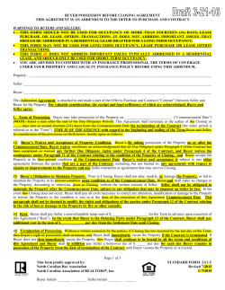 Possession Before Closing Agreement