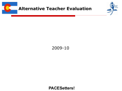 PACESetters! Alternative Teacher Evaluation