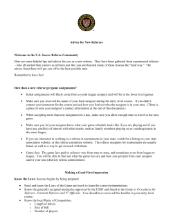 Advice for New Referees - West Chester United Soccer Club