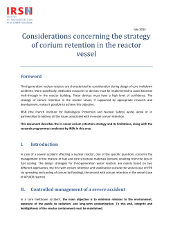 Considerations concerning the strategy of corium retention in