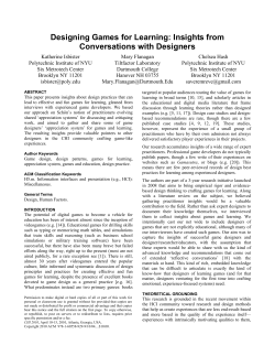 Designing Games for Learning: Insights from