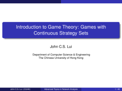 Introduction to Game Theory: Games with Continuous