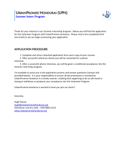 UrbanPromise Honduras (UPH) Summer Intern Program
