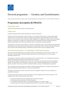 KTH | Doctoral programme &mdash; Geodesy and Geoinformatics