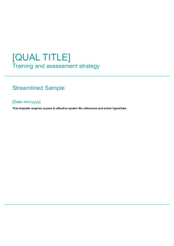 Training and Assessment Strategy &ndash; Template