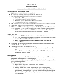 NUR 475 &ndash; FNP III Hematologic Problems Interpreting an Abnormal
