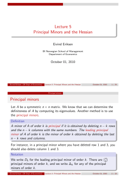 Lecture 5 Principal Minors and the Hessian