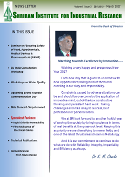 SHRIRAM INSTITUTE FOR INDUSTRIAL RESEARCH Dr KM Chacko