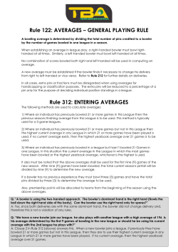 ENTERING AVERAGES - Tenpin Bowling Australia