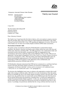 Family Law Council Letter of Advice Decision in Rastall and Ball