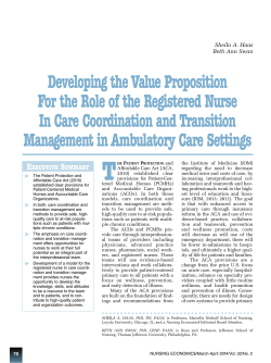 Developing the Value Proposition for the Role of the RN in Care