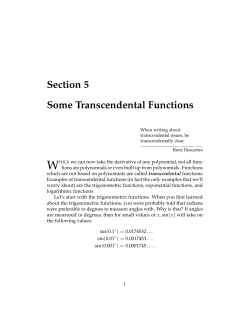 Section 5 Some Transcendental Functions