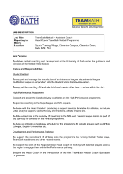 Dept of Sports Development JOB DESCRIPTION Job Title