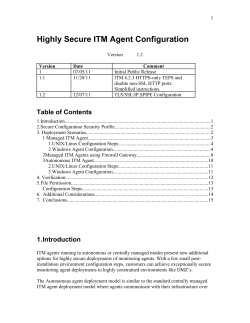 Highly Secure ITM Agent Configuration