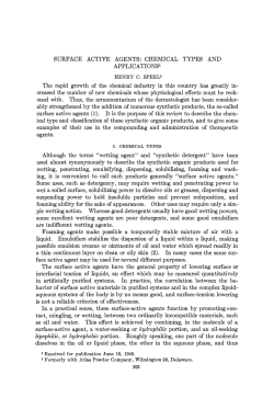 Surface Active Agents: Chemical Types and Applications