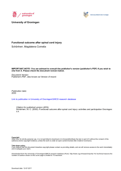 University of Groningen Functional outcome after spinal cord injury