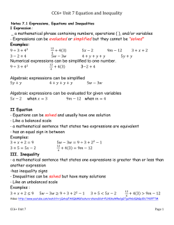 CC6+ Unit 7 Equation and Inequality