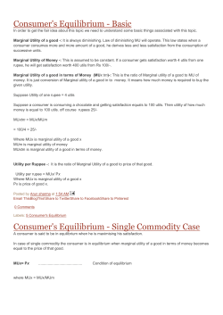 Consumer`s Equilibrium - Basic Consumer`s Equilibrium