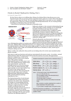 Clocks in Rocks? Radioactive Dating, Part 1
