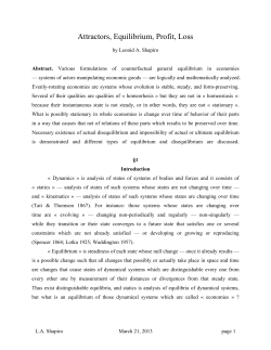 Attractors, Equilibrium, Profit, Loss