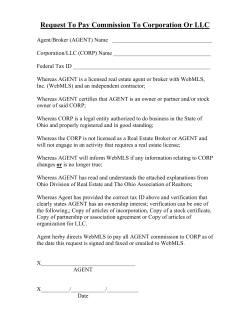 of paying an agent`s commission into a corporation