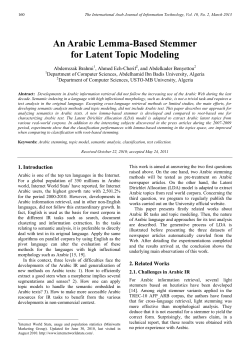An Arabic Lemma Based Stemmer for Latent Topic Modeling