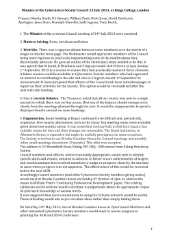 Minutes of the meetings - The Cybernetics Society