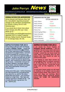 Newsletter 28.01.13 - John Perryn Primary School