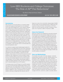 Low-SES Students and College Outcomes - College Board