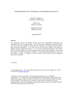 Nonprofit Boards: Size, Performance and Managerial Incentives*