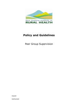 5.0 Peer Group Supervision - New Zealand Institute of | Rural Health