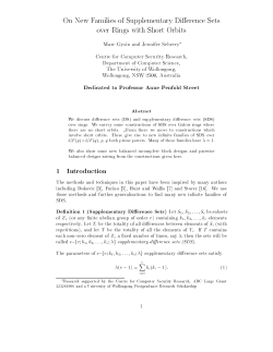 On New Families of Supplementary Di erence Sets over