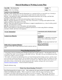 Shared Reading to Writing Lesson Plan