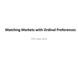 Matching Markets with Ordinal Preferences