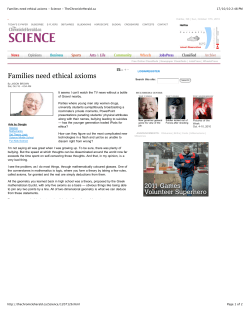 Families need ethical axioms - Science