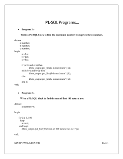 PL-SQL Programs&hellip; Program 1:- Write a PL/SQL block to find the