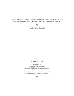 ONE ELEMENTARY MUSIC TEACHER`S BELIEFS ABOUT