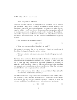 HPAM 8400, Selection bias handout 1. What is a potential outcome