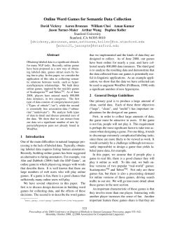 Online Word Games for Semantic Data Collection