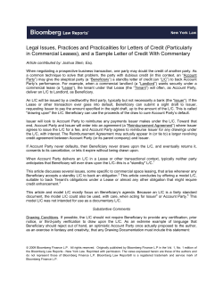 Legal Issues, Practices and Practicalities for Letters of Credit