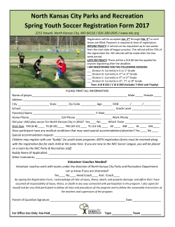 North Kansas City Parks and Recreation Spring Youth Soccer