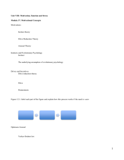 Unit VIII: Motivation, Emotion and Stress Module 37: Motivational