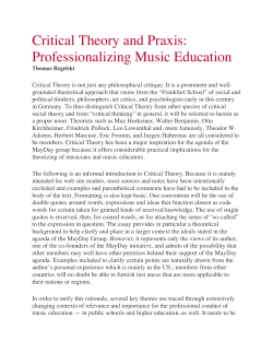 Critical Theory and Praxis: Professionalizing Music