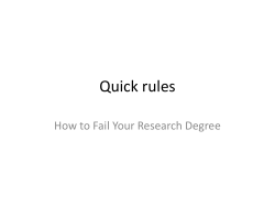 Quick rules - How to Fail Your Research Degree