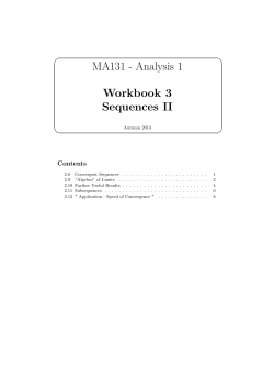 MA131 - Analysis 1 Workbook 3 Sequences II