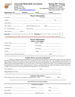 Atascocita Basketball Association Spring 2017 Season