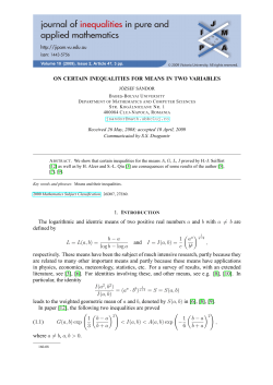 On Certain Inequalities for Means in Two Variables